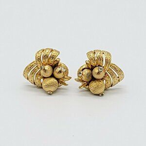 Corocraft Clear Rhinestone Berry Textured Earrings